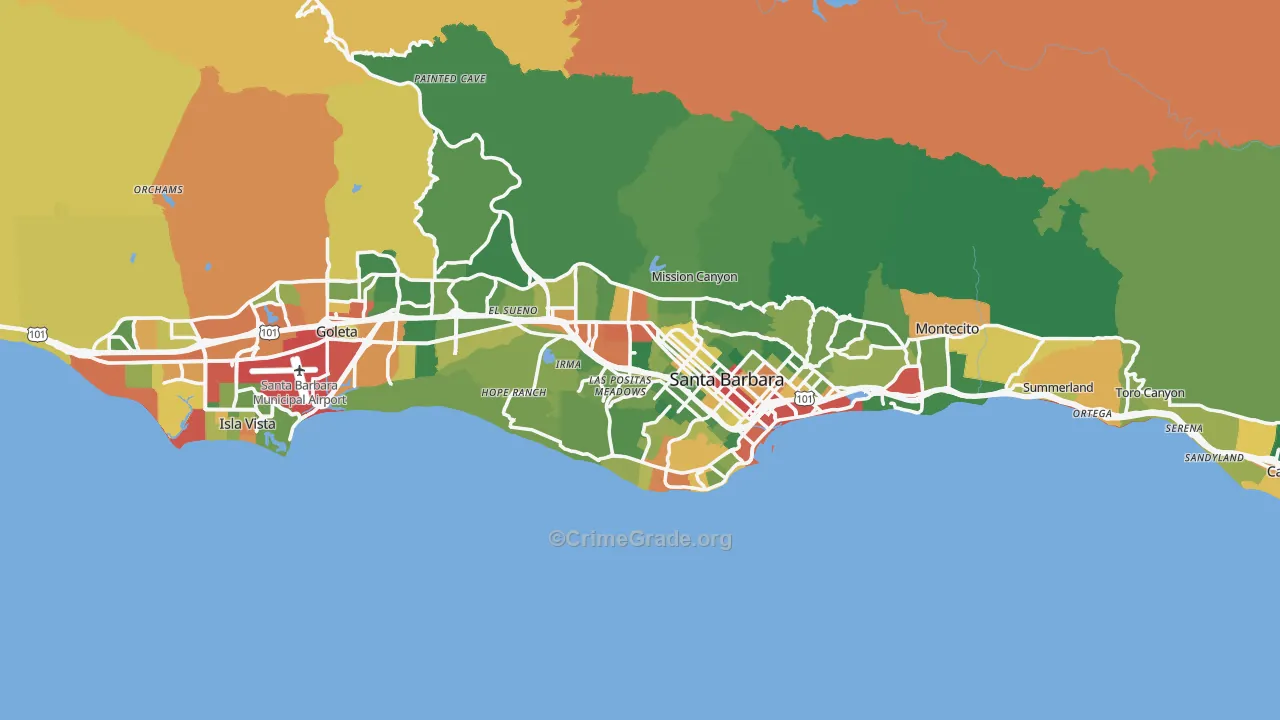 Santa Barbara, CA Map of Vandalism Rates
