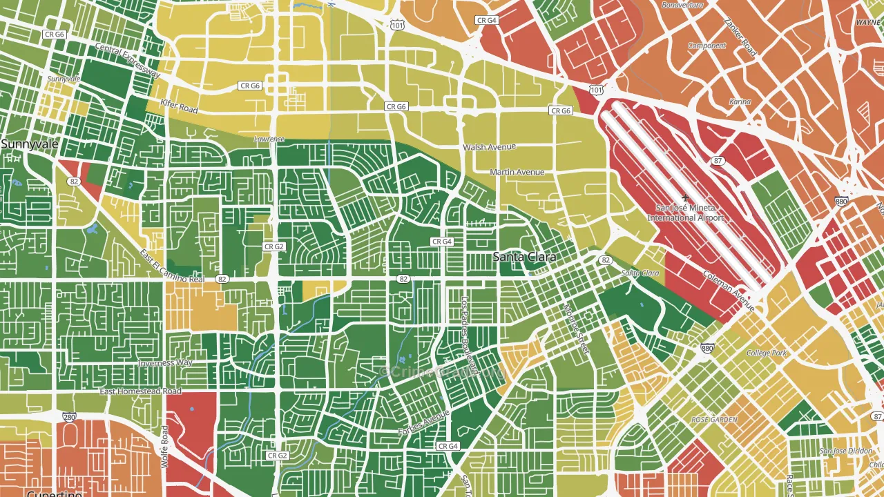 Santa Clara, CA Map of Vandalism Rates