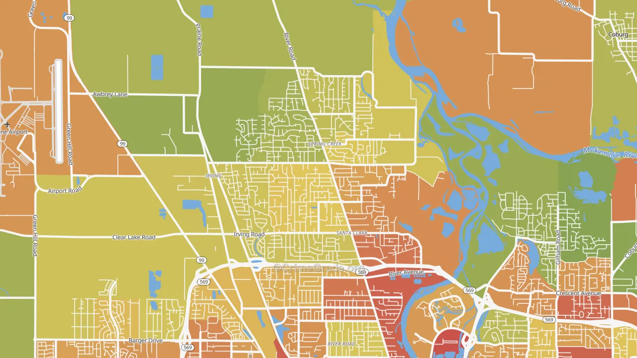 Santa Clara, Eugene, OR Map of Vandalism Rates