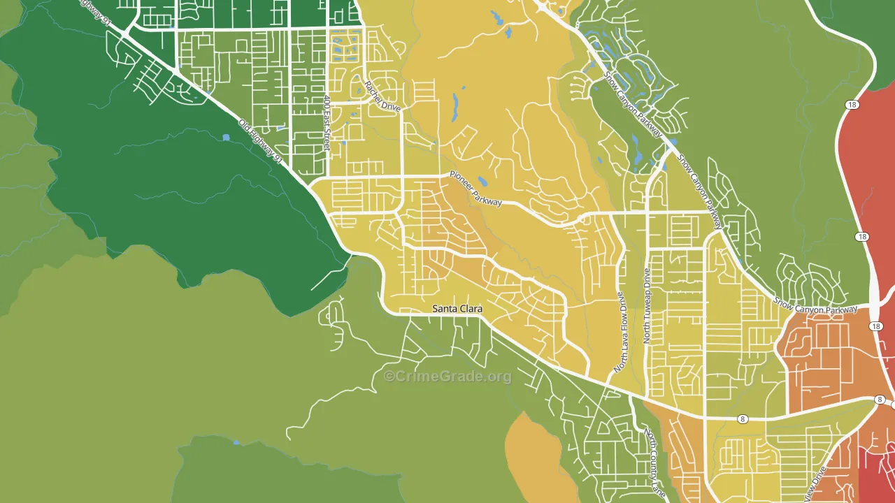 Santa Clara Heights, Santa Clara, UT Map of Vandalism Rates