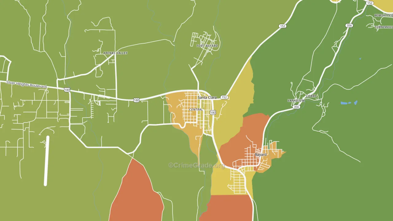 Santa Clara, NM Map of Vandalism Rates