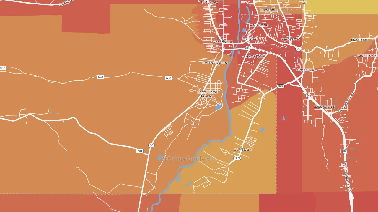Santa Clara Pueblo, NM Map of Vandalism Rates