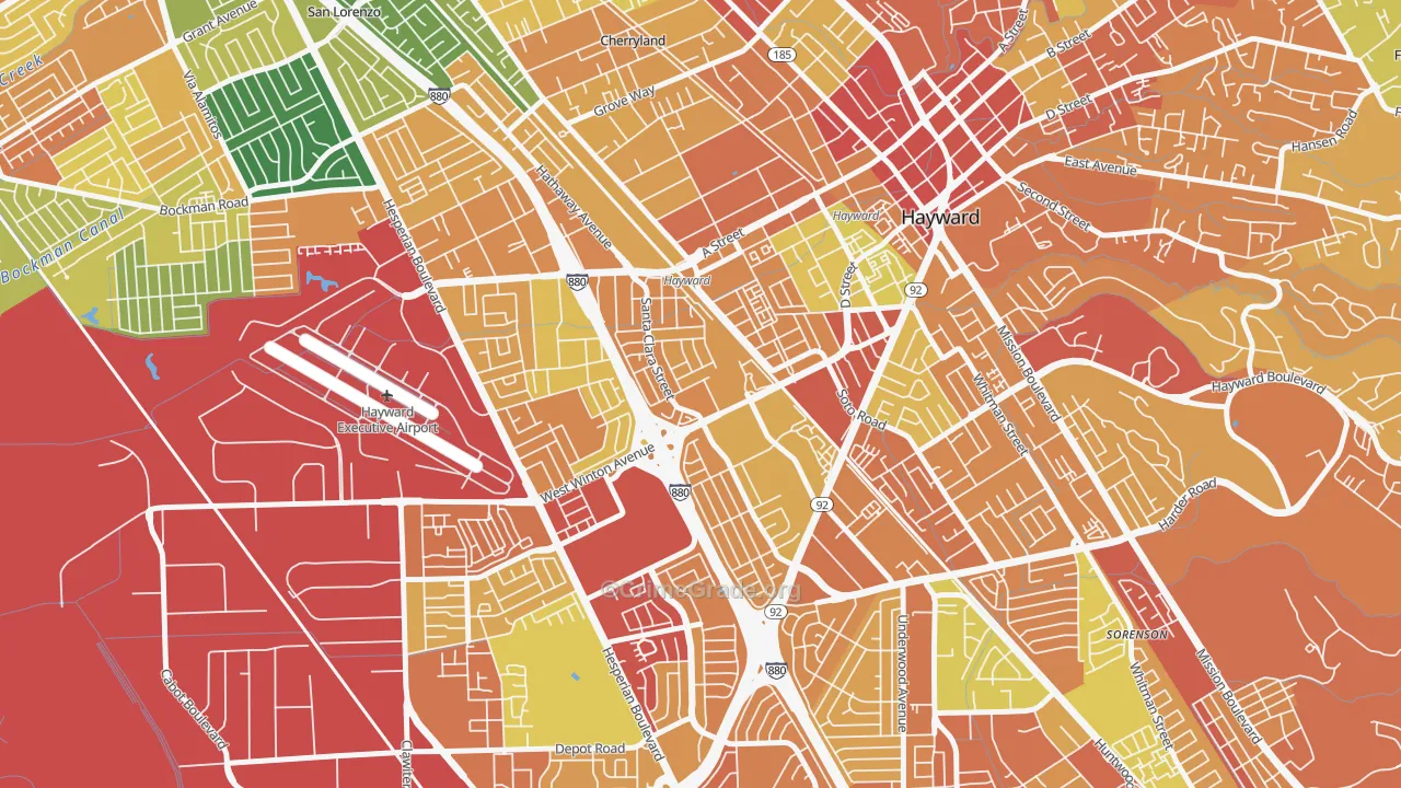 Santa Clara Street, Hayward, CA Map of Vandalism Rates