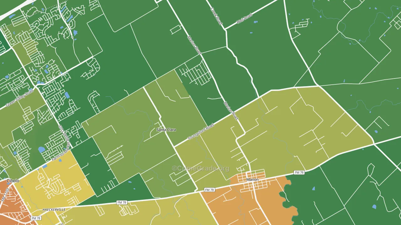 Santa Clara, TX Map of Vandalism Rates