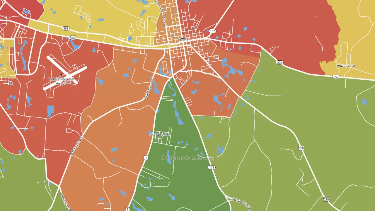 Santa Claus, GA Map of Vandalism Rates