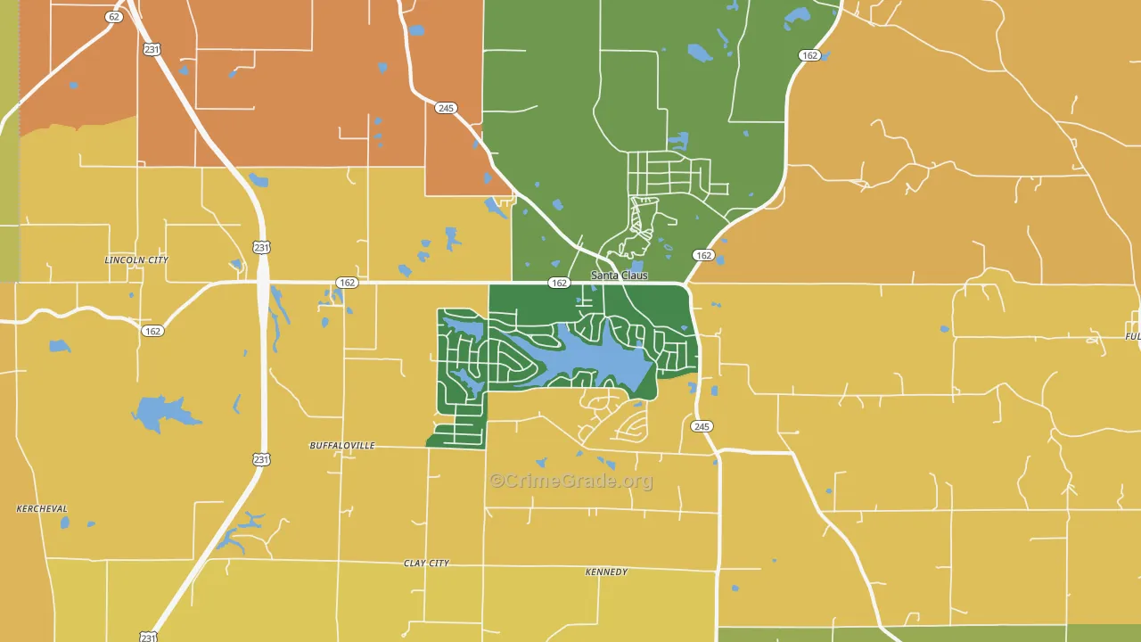 Santa Claus, IN Map of Vandalism Rates