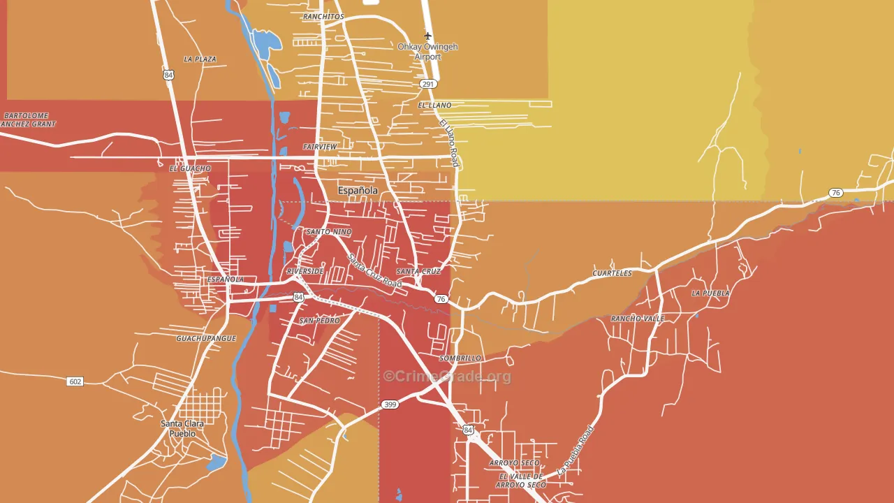 Santa Cruz, NM Map of Vandalism Rates