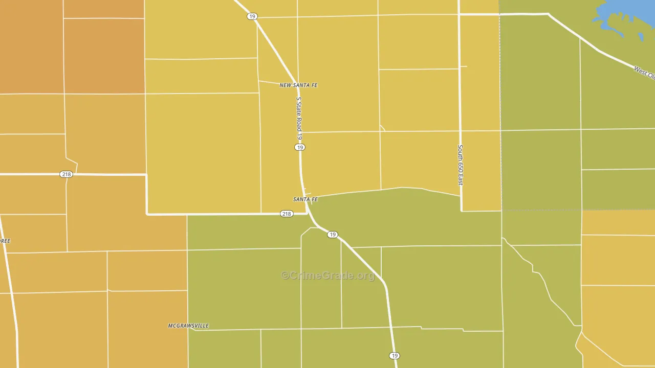 Santa Fe, IN Map of Vandalism Rates