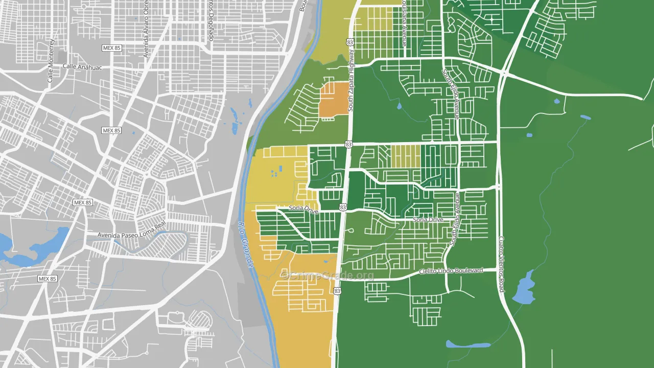 Santa Fe, Laredo, TX Map of Vandalism Rates