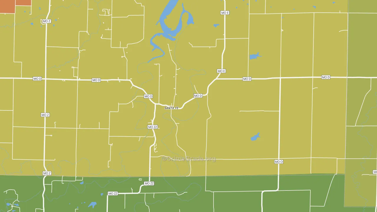 Santa Fe, MO Map of Vandalism Rates