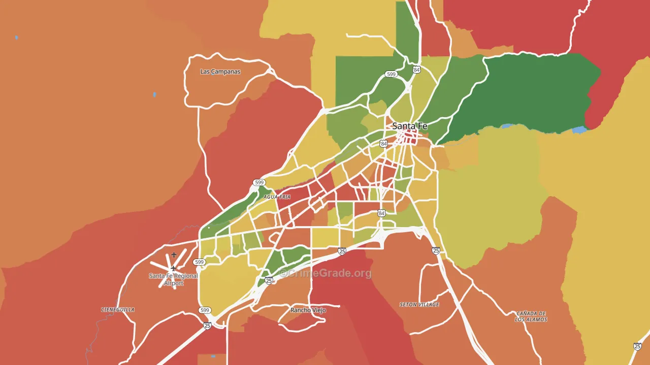 Santa Fe, NM Map of Vandalism Rates