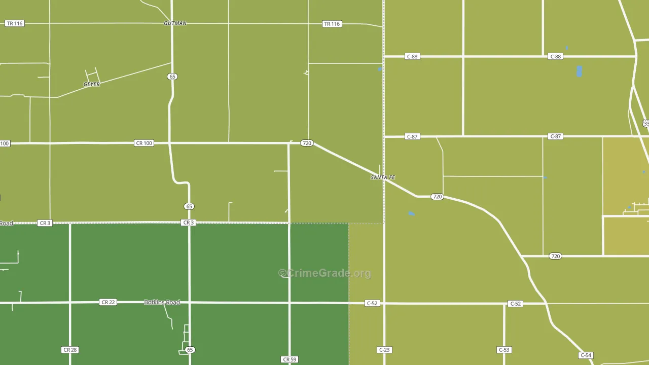 Santa Fe, OH Map of Vandalism Rates