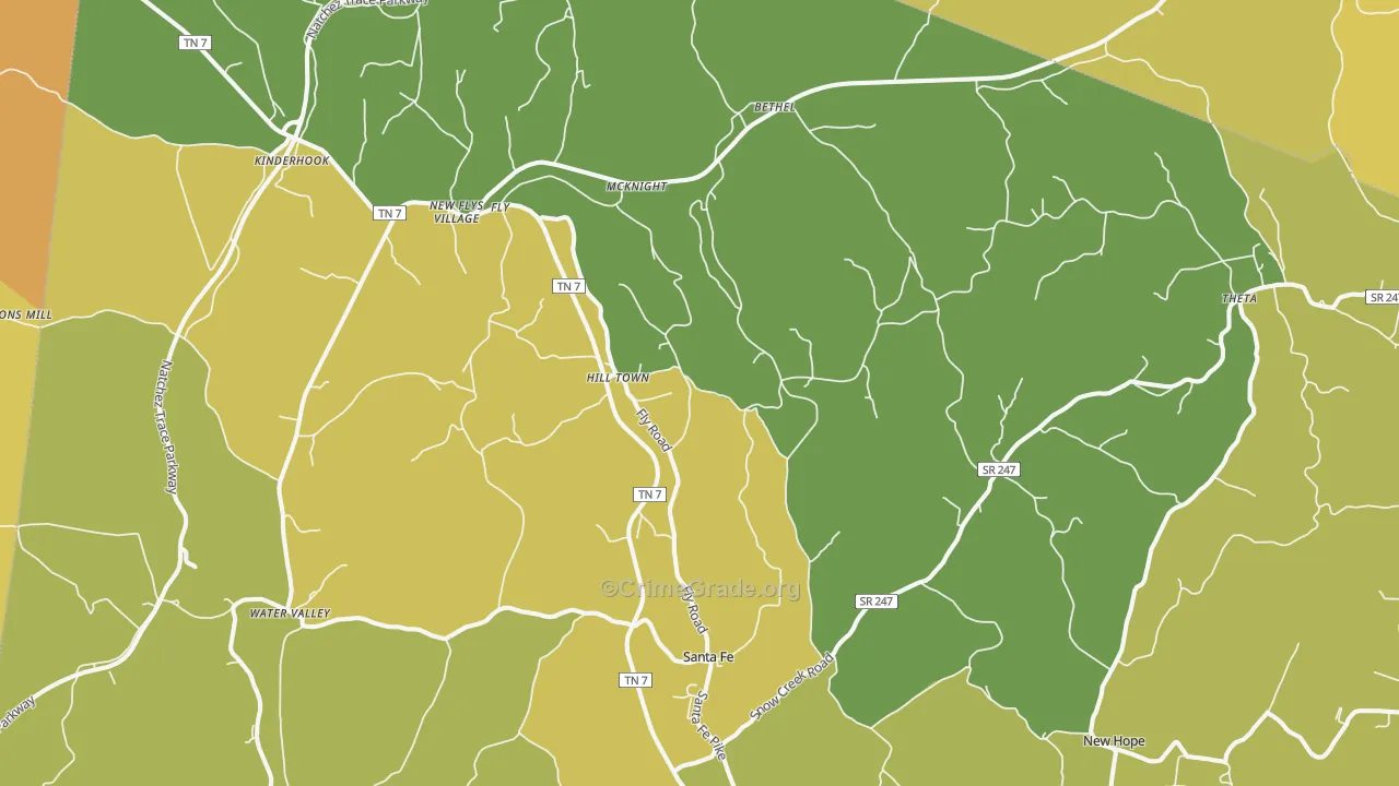 Santa Fe, TN Map of Vandalism Rates