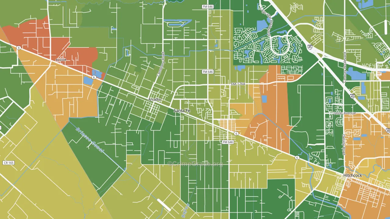 Santa Fe, TX Map of Vandalism Rates