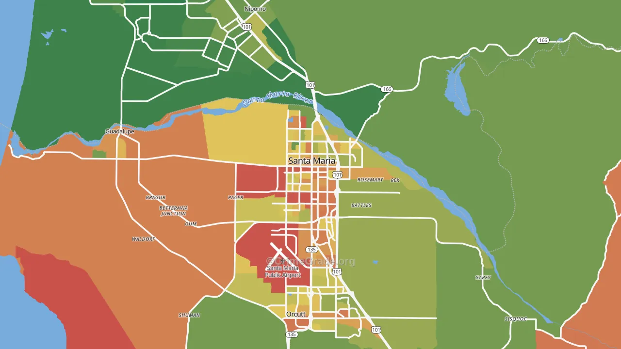 Santa Maria, CA Map of Vandalism Rates