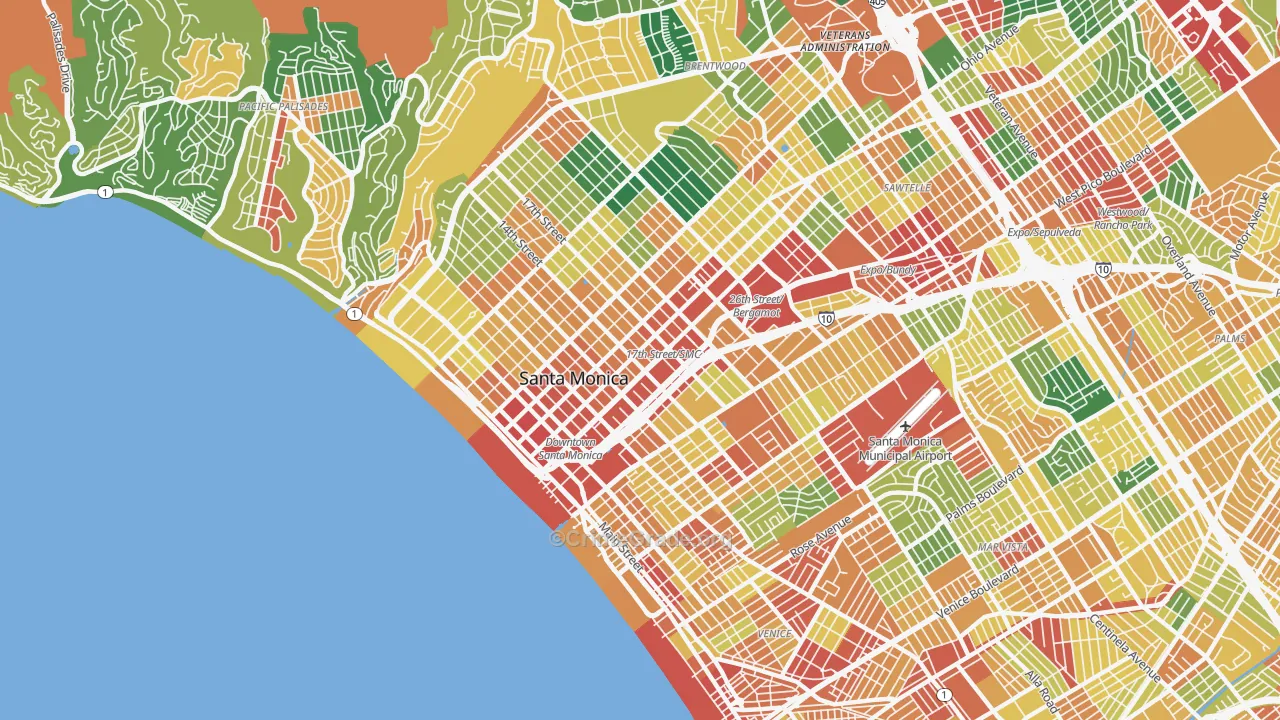 Santa Monica, CA Map of Vandalism Rates