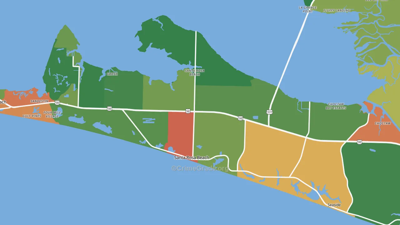 Santa Rosa Beach, FL Map of Vandalism Rates