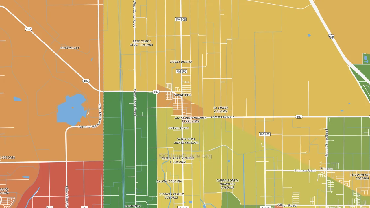 Santa Rosa, TX Map of Vandalism Rates
