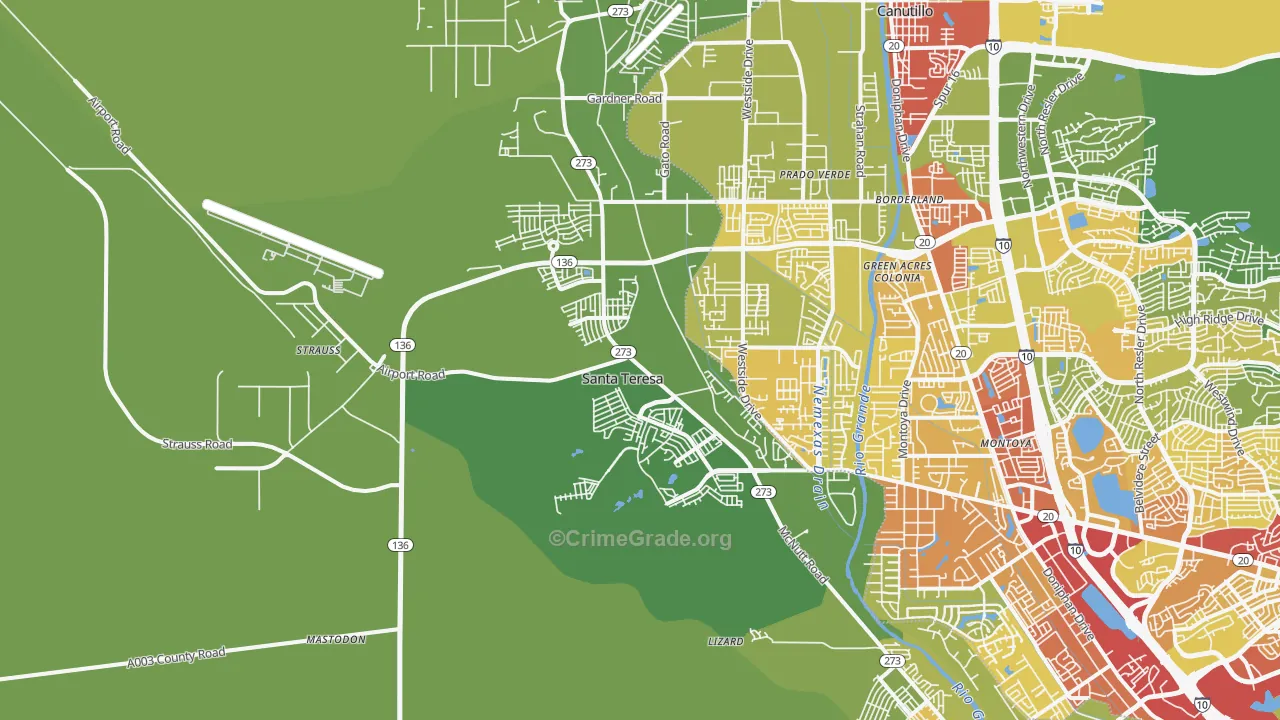 Santa Teresa, NM Map of Vandalism Rates