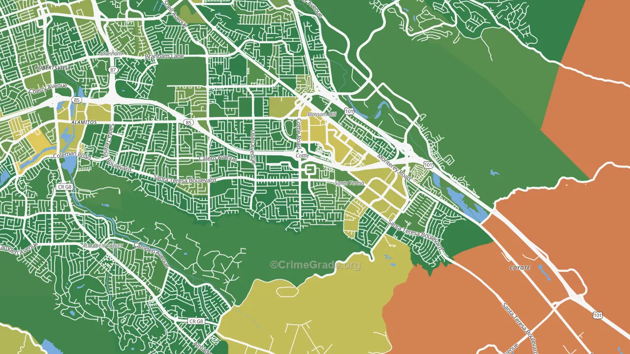 Santa Teresa, San Jose, CA Map of Vandalism Rates