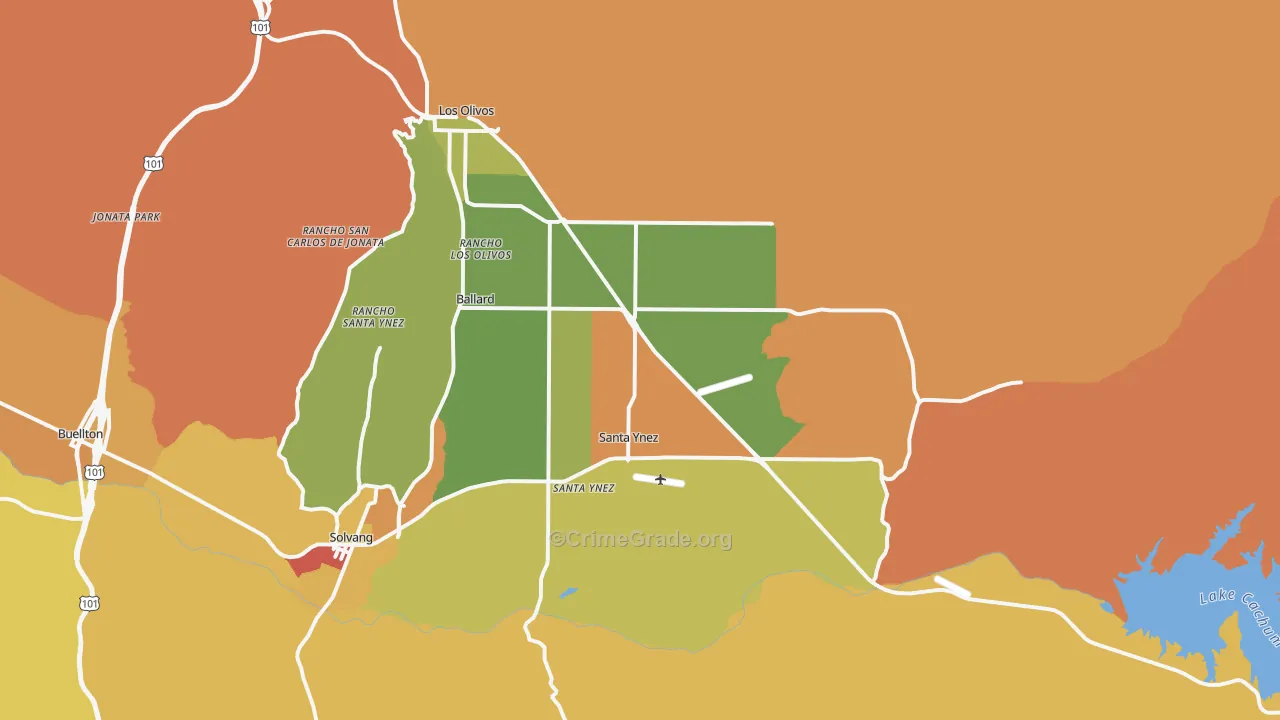 Santa Ynez, CA Map of Vandalism Rates