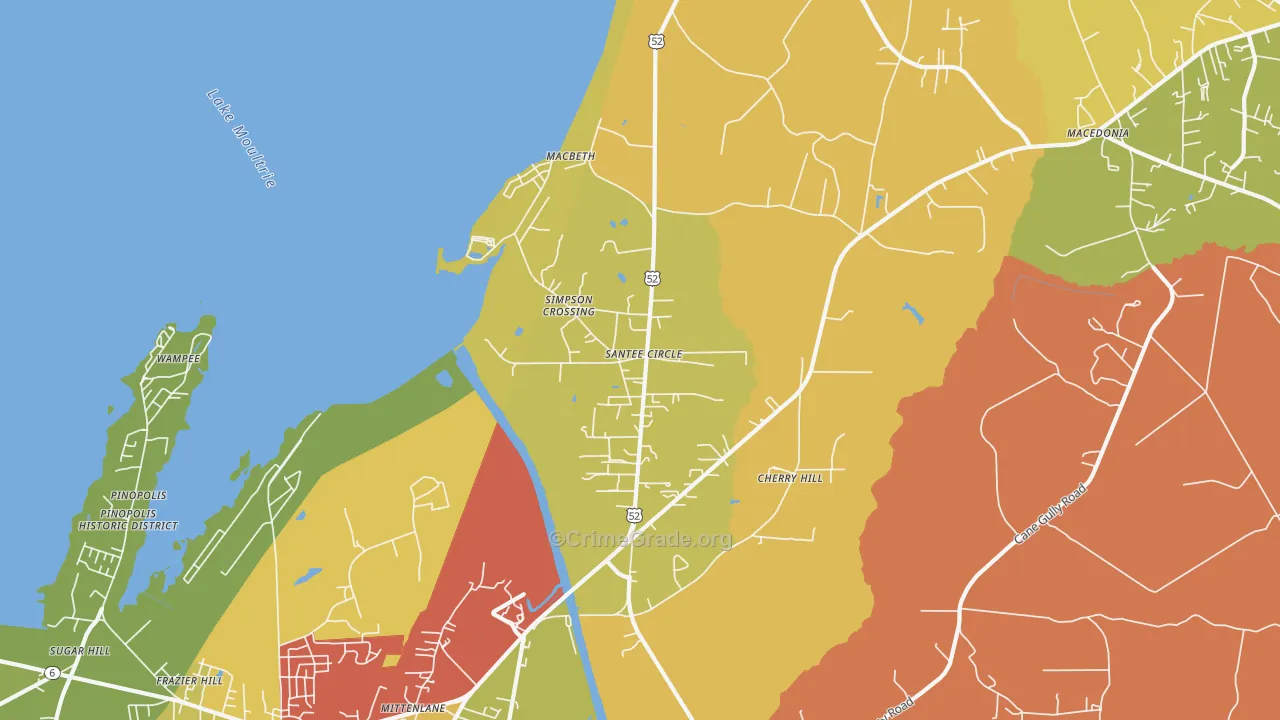 Santee Circle, SC Map of Vandalism Rates