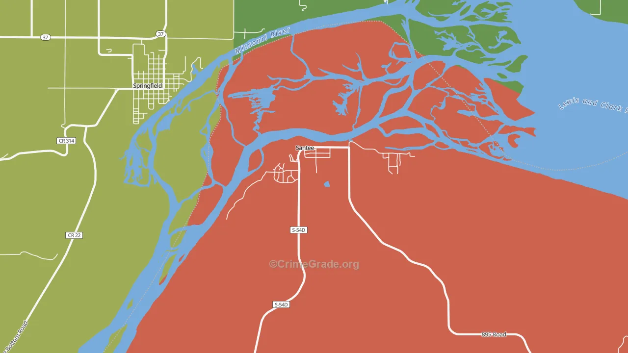 Santee, NE Map of Vandalism Rates