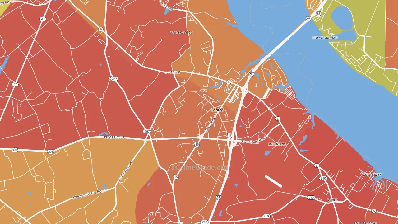 Santee, SC Map of Vandalism Rates