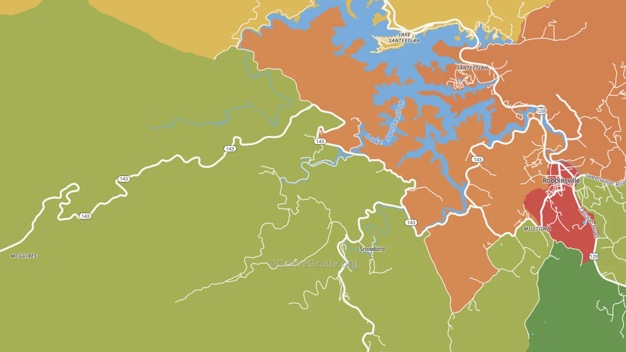 Santeetlah, NC Map of Vandalism Rates