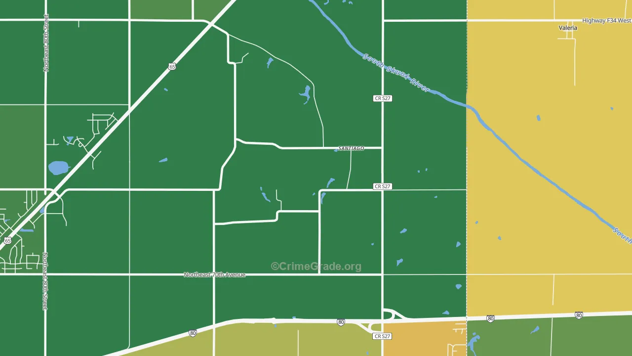 Santiago, IA Map of Vandalism Rates