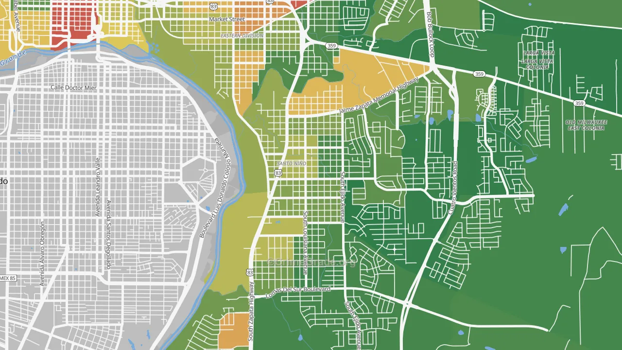 Santo Nino, Laredo, TX Map of Vandalism Rates