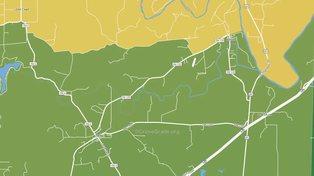 Santo, TX Map of Vandalism Rates