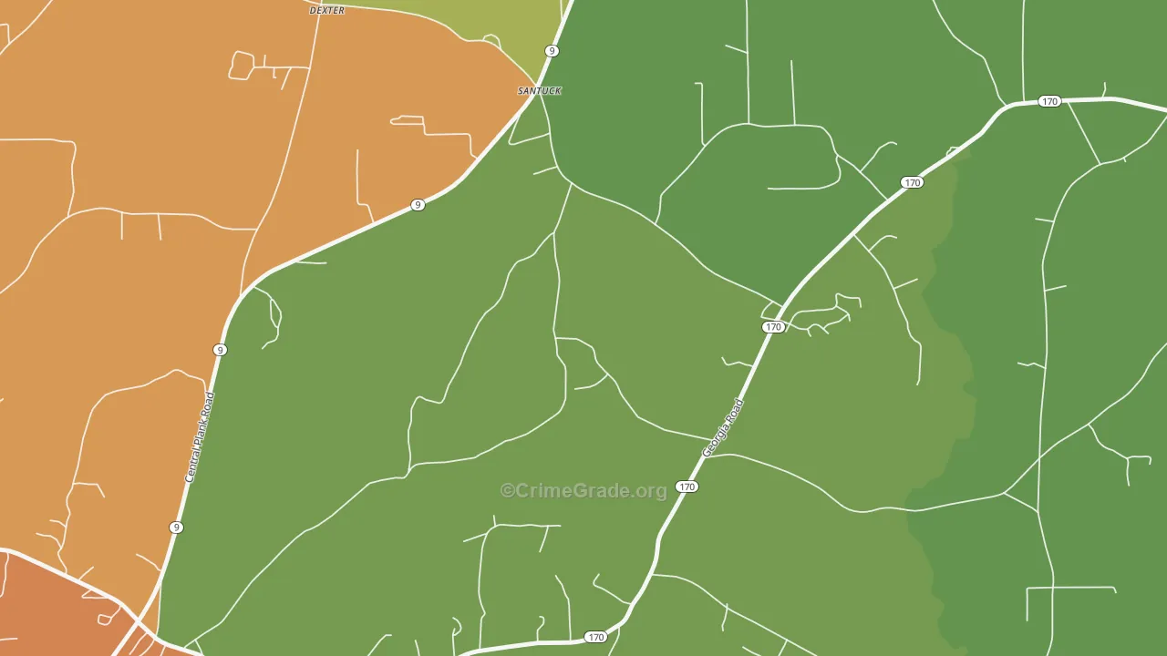 Santuck, AL Map of Vandalism Rates