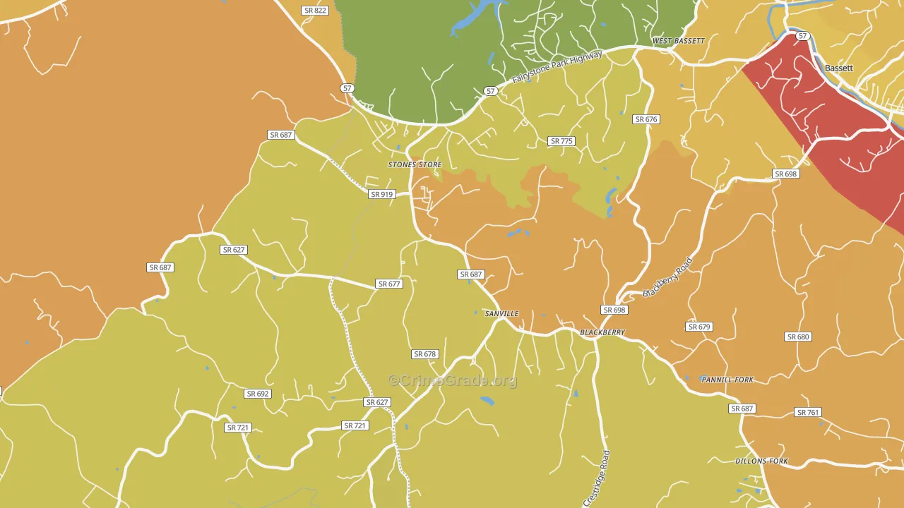 Sanville, VA Map of Vandalism Rates
