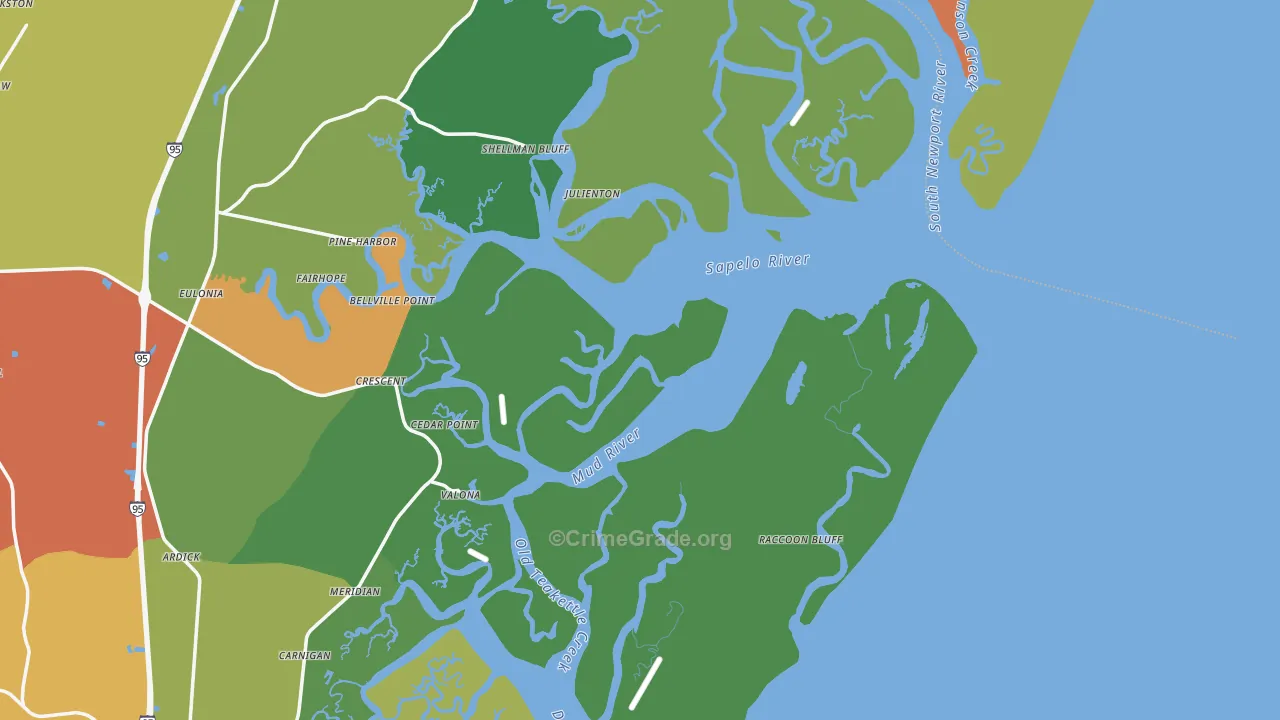 Sapelo Island, GA Map of Vandalism Rates
