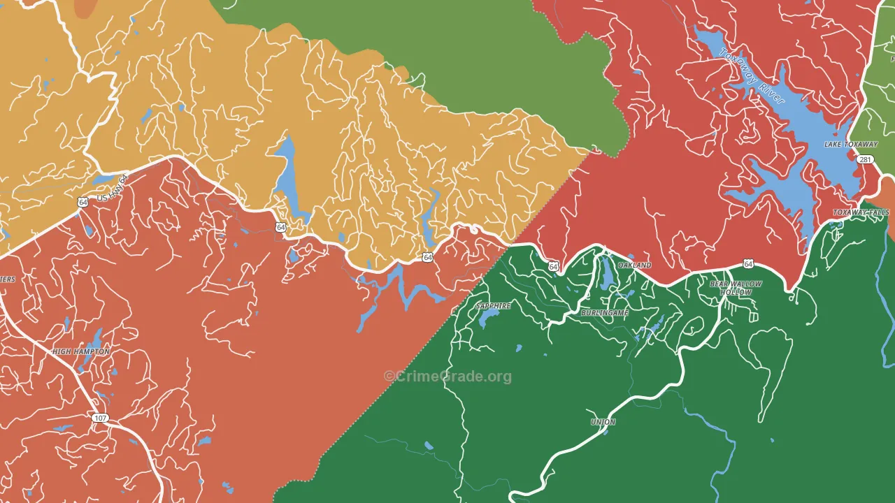 Sapphire, NC Map of Vandalism Rates
