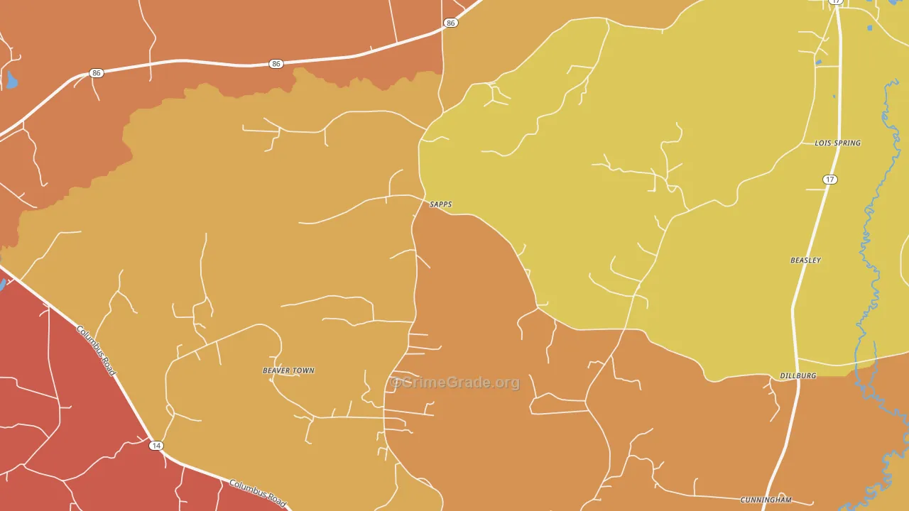 Sapps, AL Map of Vandalism Rates