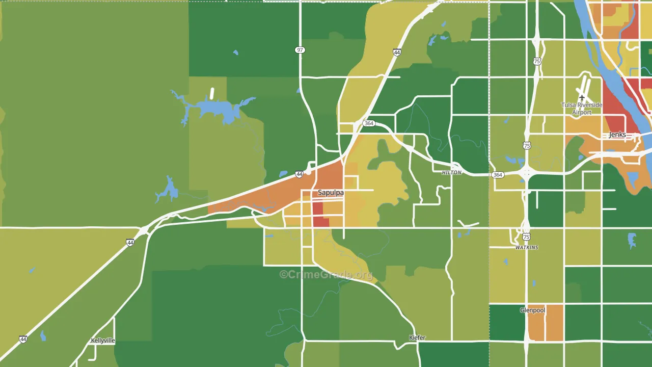 Sapulpa, OK Map of Vandalism Rates