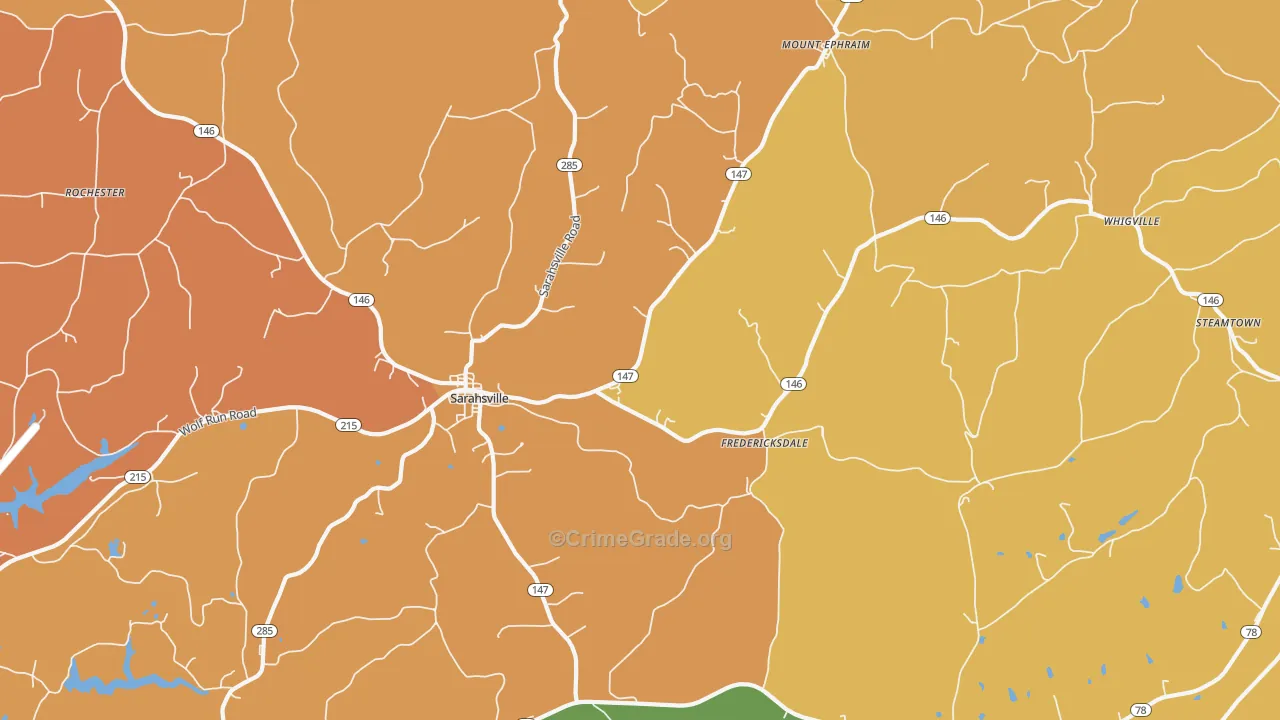 Sarahsville, OH Map of Vandalism Rates