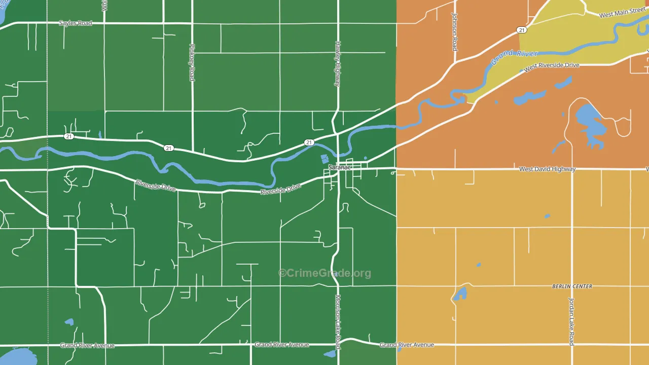 Saranac, MI Map of Vandalism Rates