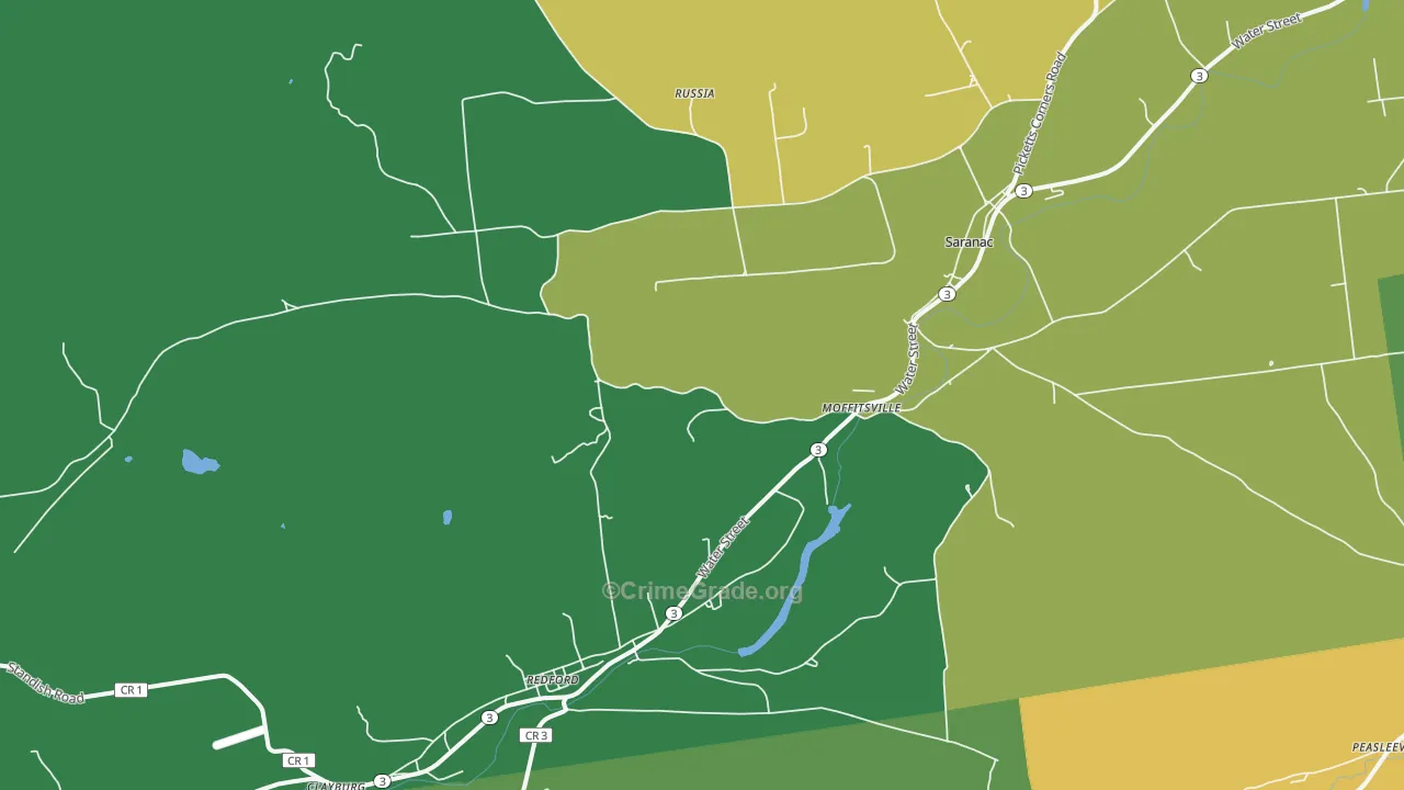 Saranac, NY Map of Vandalism Rates