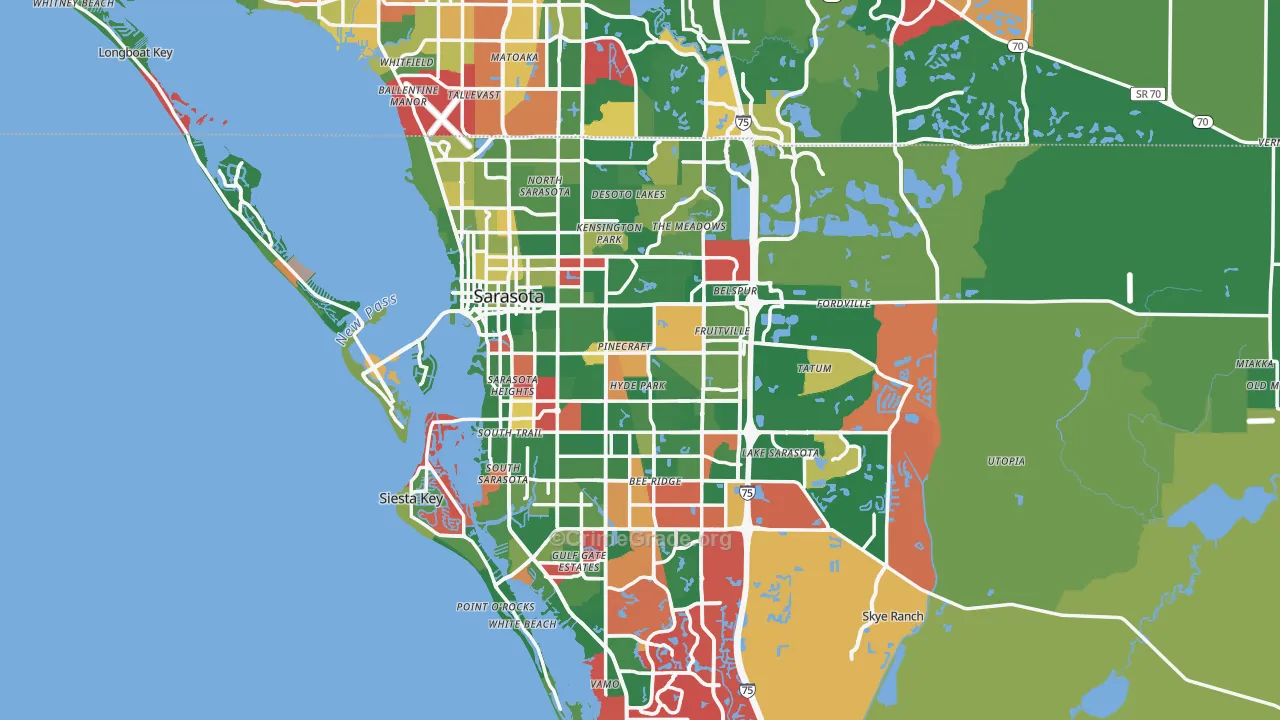 Sarasota, FL Map of Vandalism Rates