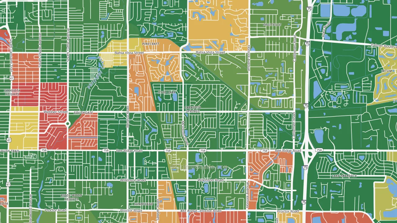 Sarasota Springs, FL Map of Vandalism Rates