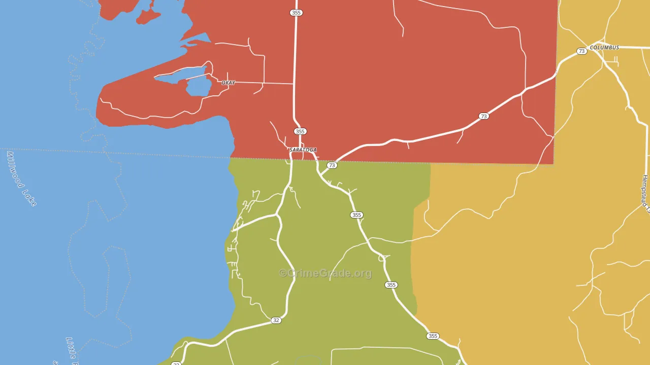 Saratoga, AR Map of Vandalism Rates