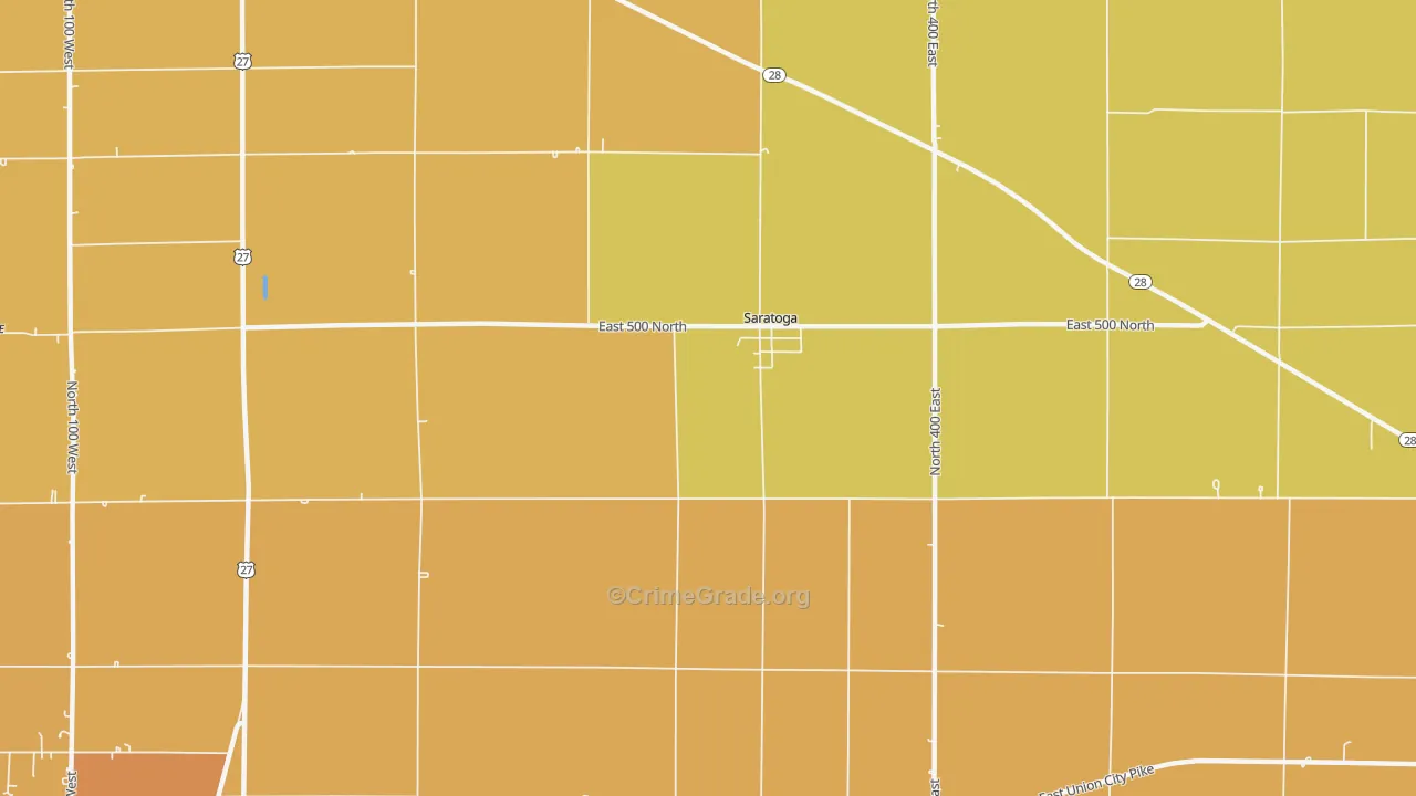 Saratoga, IN Map of Vandalism Rates