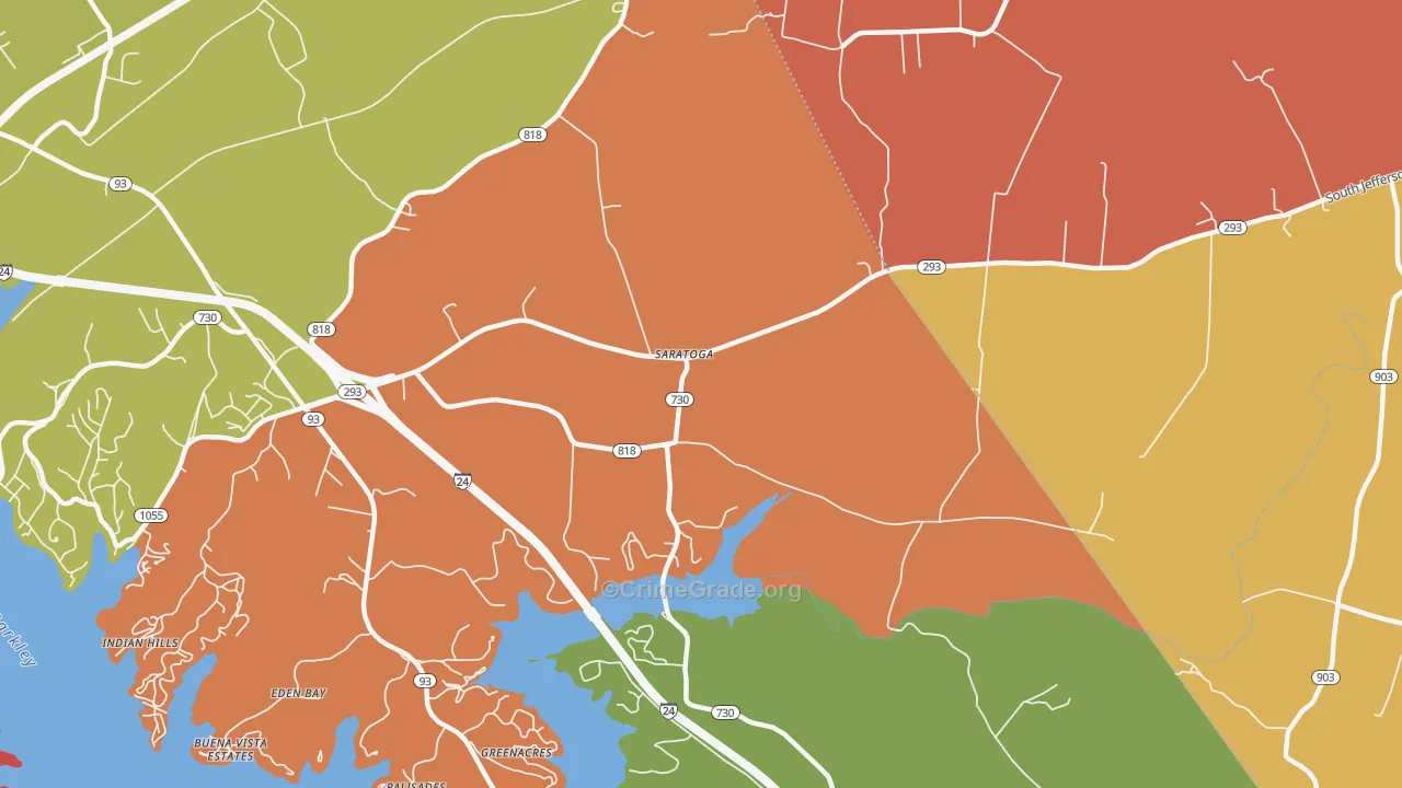 Saratoga, KY Map of Vandalism Rates
