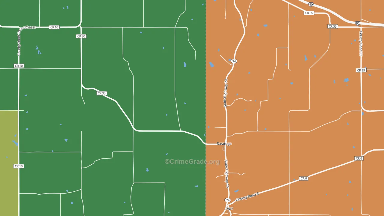 Saratoga, MN Map of Vandalism Rates