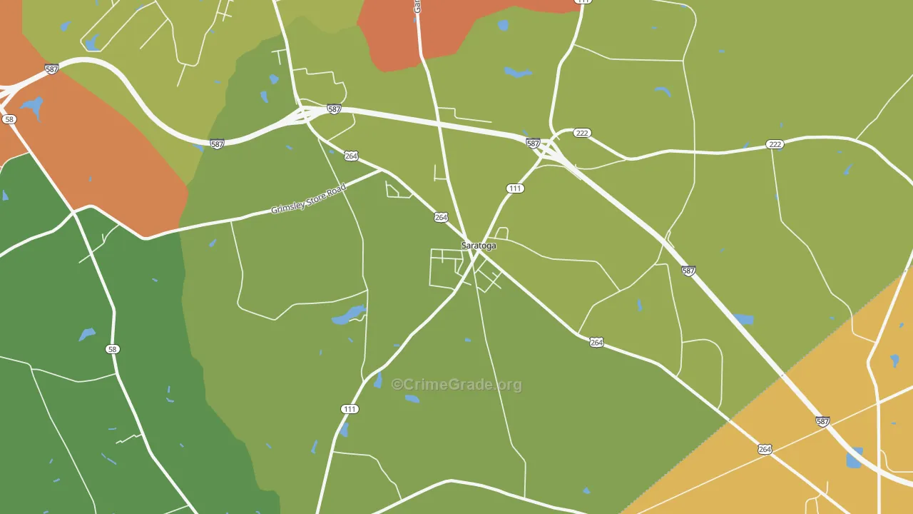 Saratoga, NC Map of Vandalism Rates
