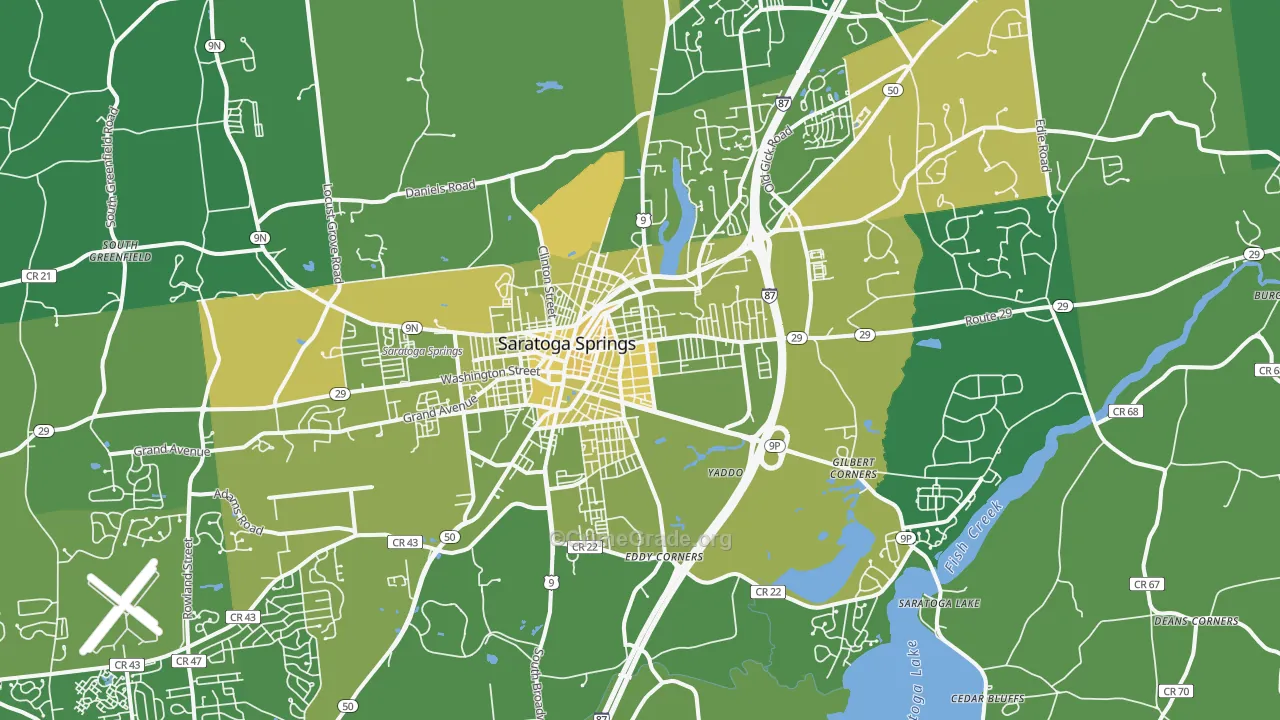 Saratoga Springs, NY Map of Vandalism Rates