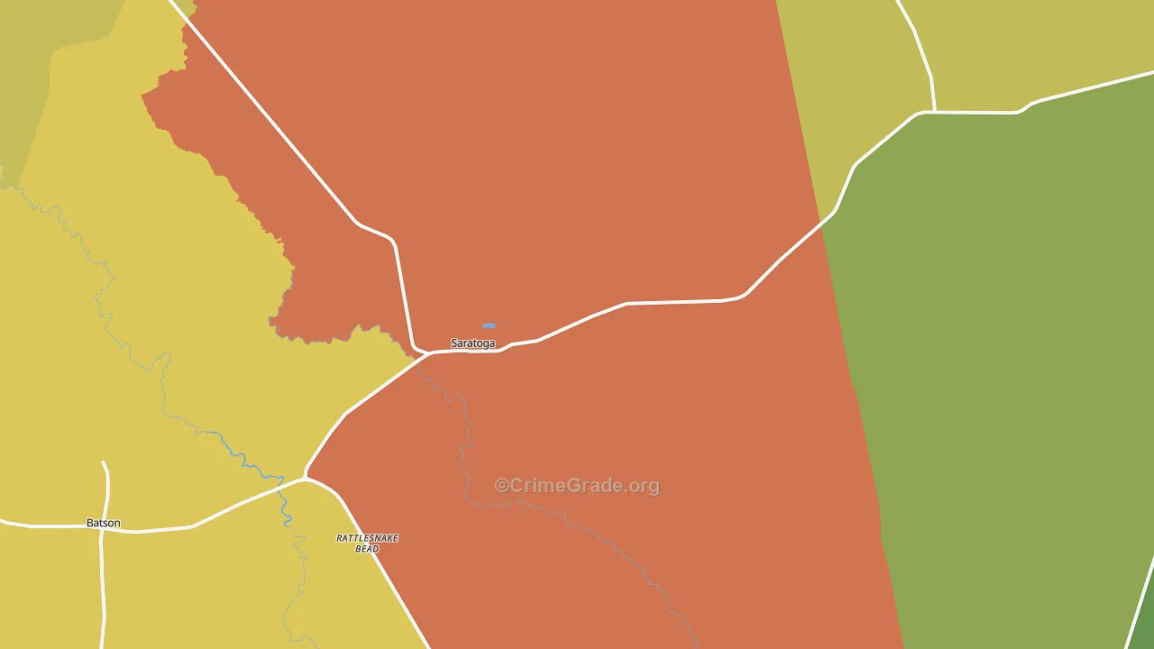 Saratoga, TX Map of Vandalism Rates